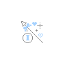Blue Arrow, Bow Tie Hearts Blinking, Letter I